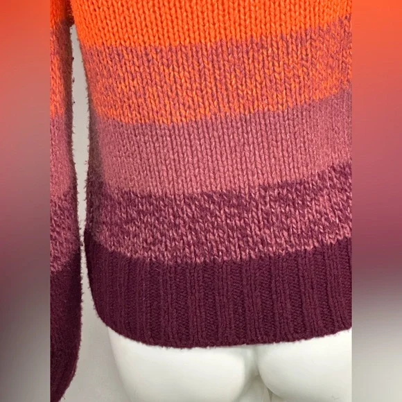 White + Warren Size S Cashmere/Wool-Silk Blend Colorful Striped Women's Sweater - Picture 9 of 11